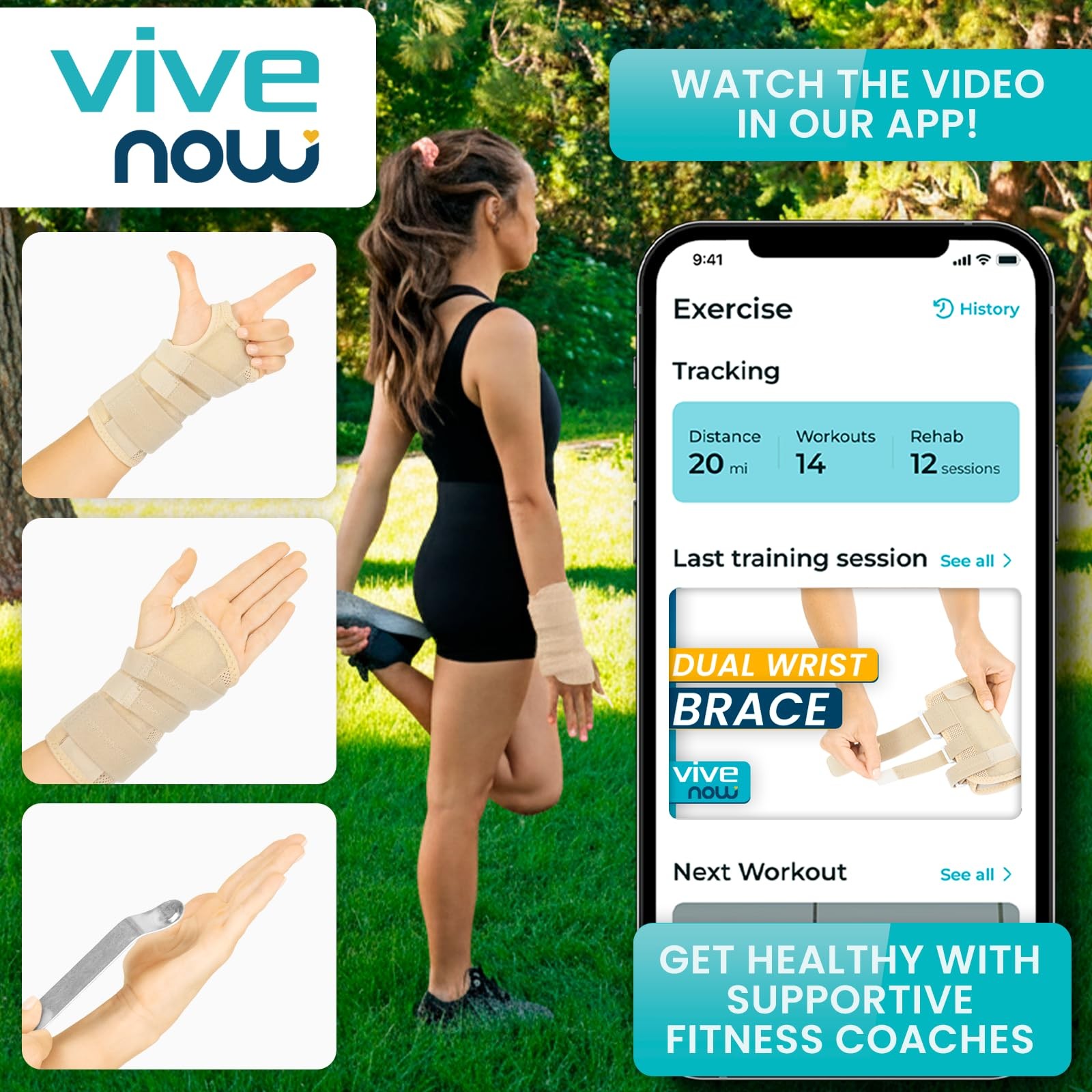Vive Carpal Tunnel Wrist Brace with Splint for One Size (Pack of 1), Beige