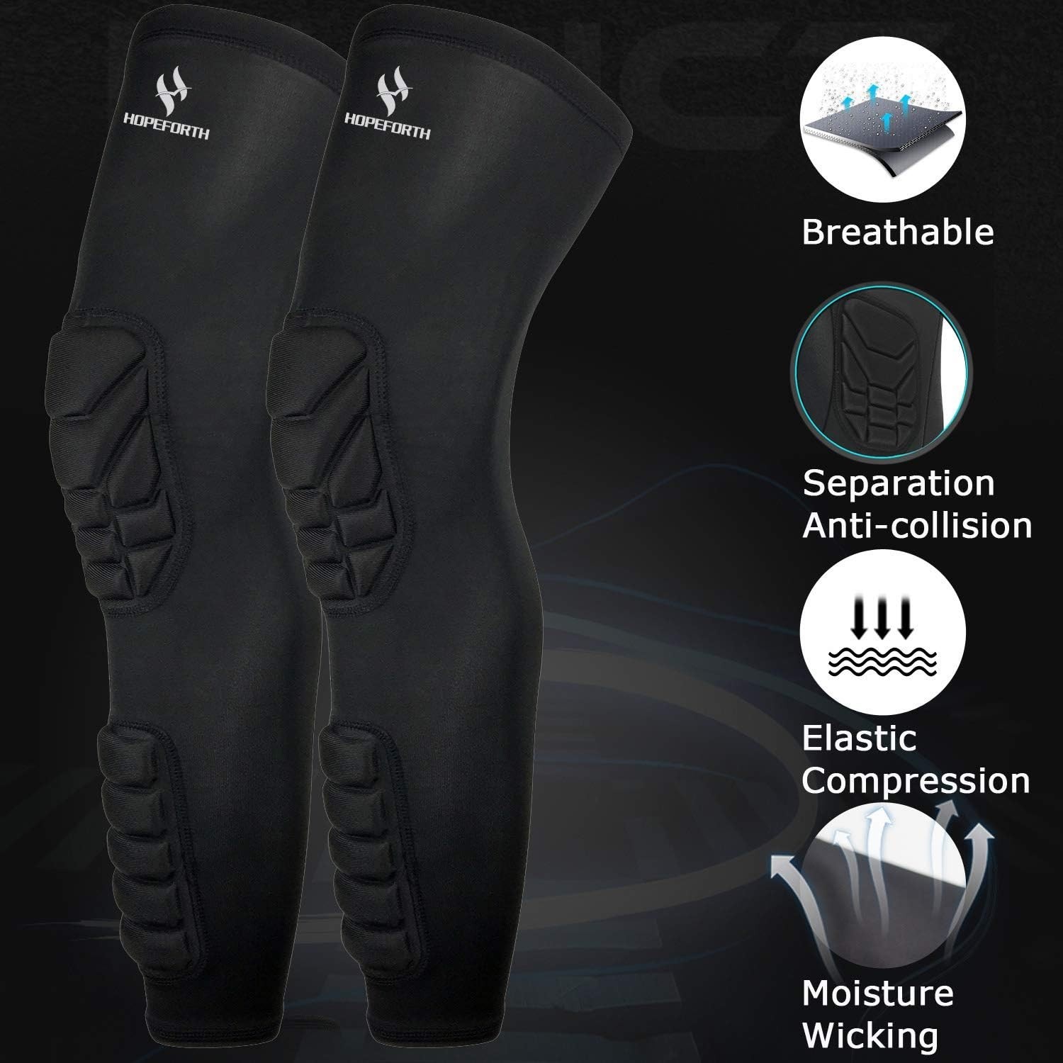 Unisex Compression Leg Sleeves with Extra Padding – 2 Pack for Athletic Use