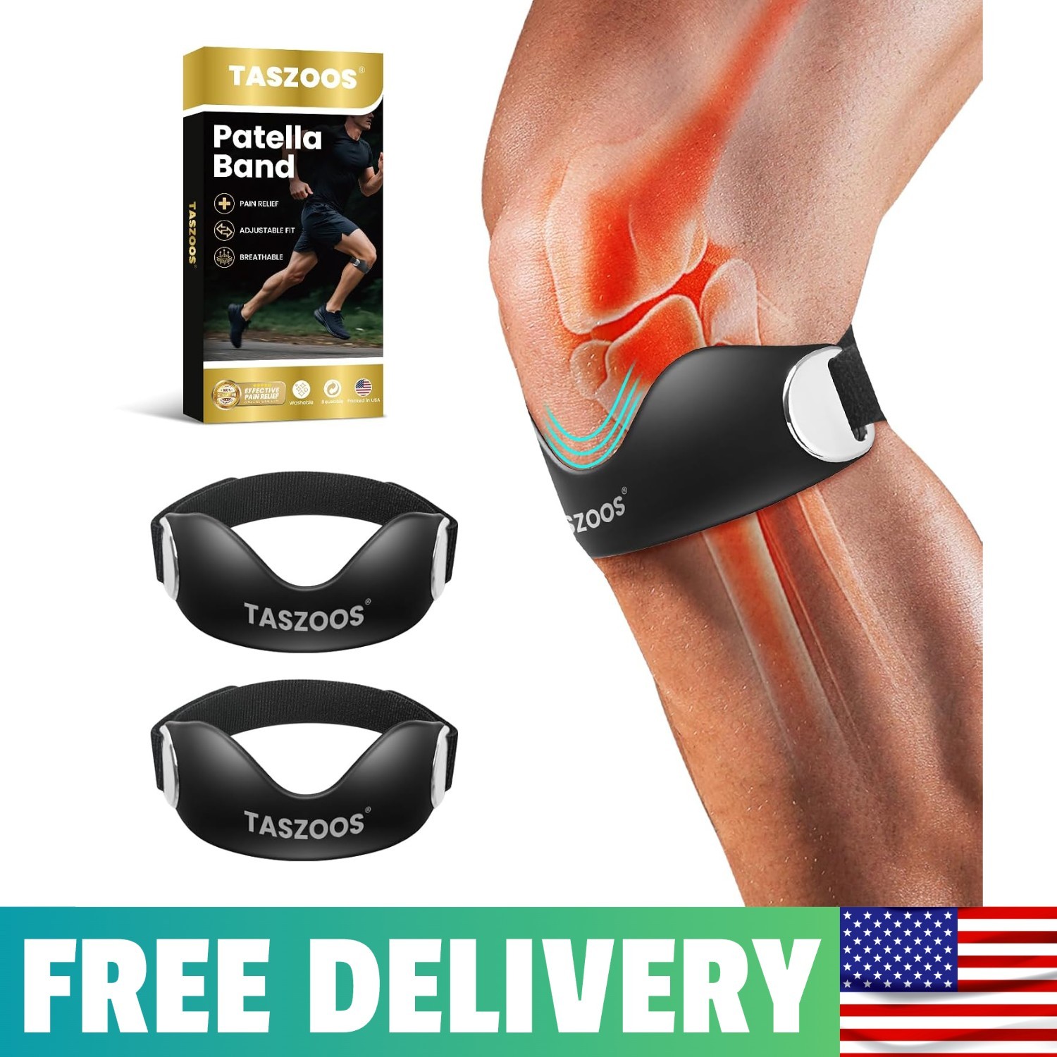 Patellar Tendon Support Strap – Adjustable Non-Slip Knee Strap | Silicone
