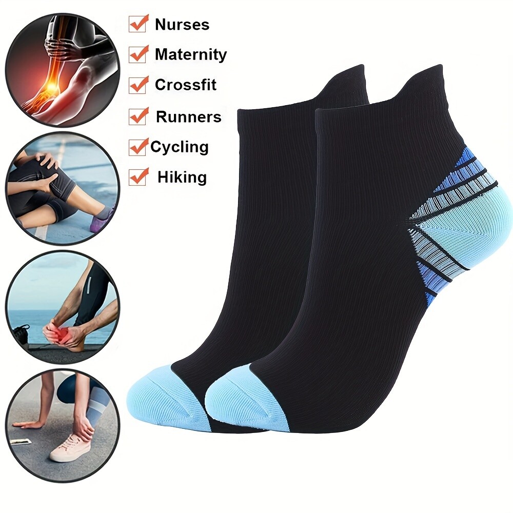 5 Pairs Compression Socks Ankle Sleeve for Plantar Fasciitis Achilles Tendonitis