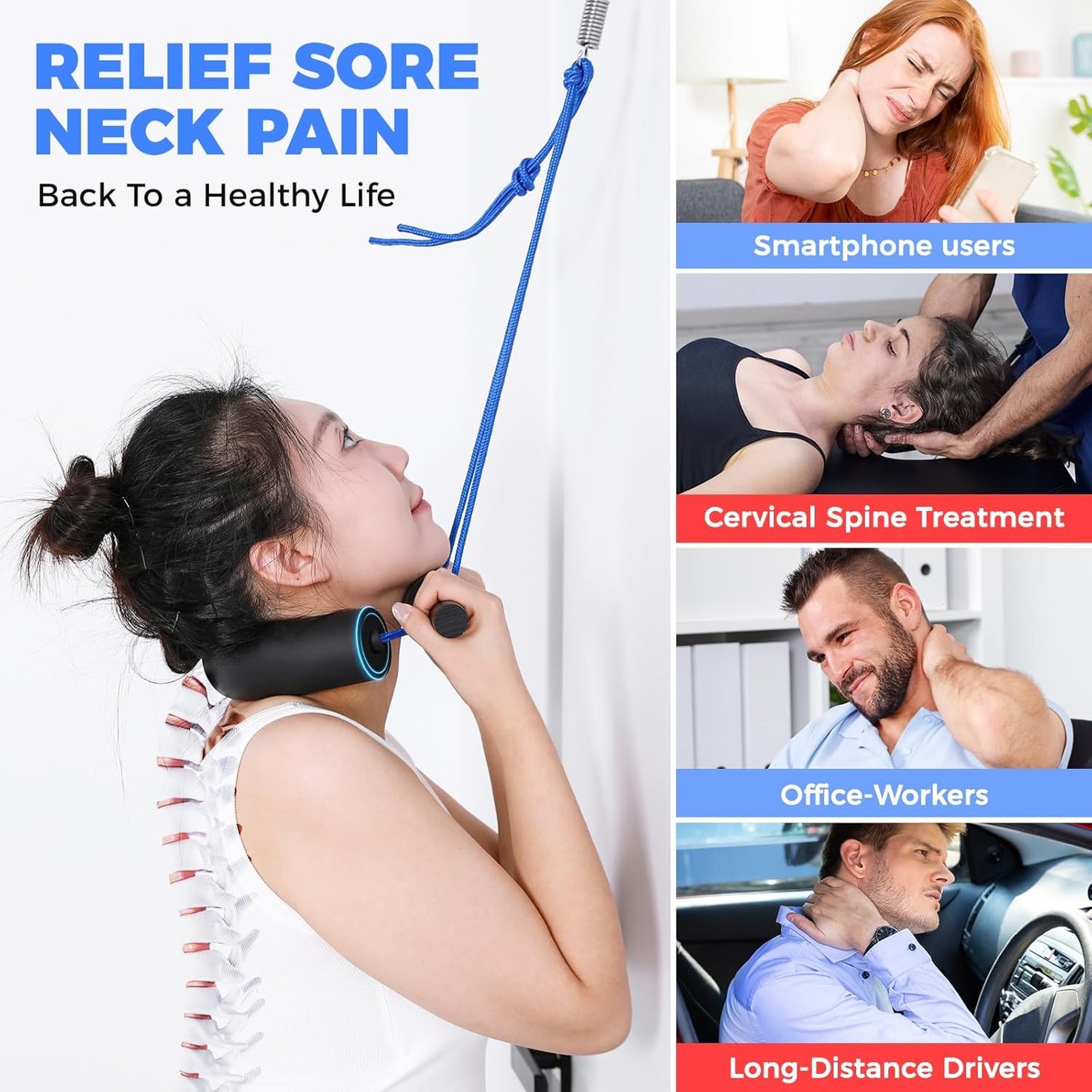 Cervical Neck Traction Device Over Door for Neck Pain Relief Spinal