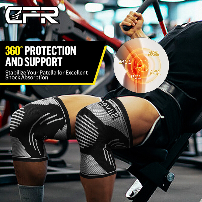CFR Knee Sleeves Silver Compression Brace Support Sport Joint Injury Pain Relief