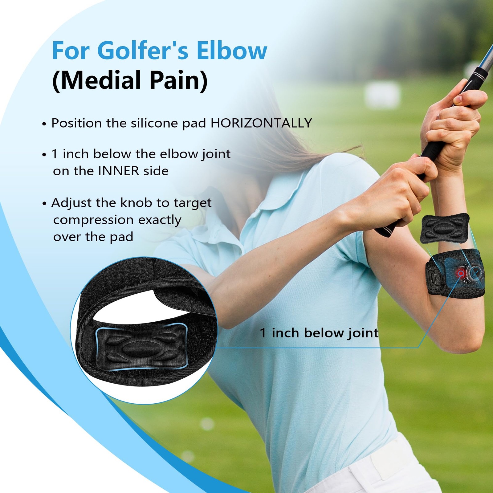Elbow Brace with Knob Quick Adjustment and Silicone Pressure Pad, Tennis Elbo…