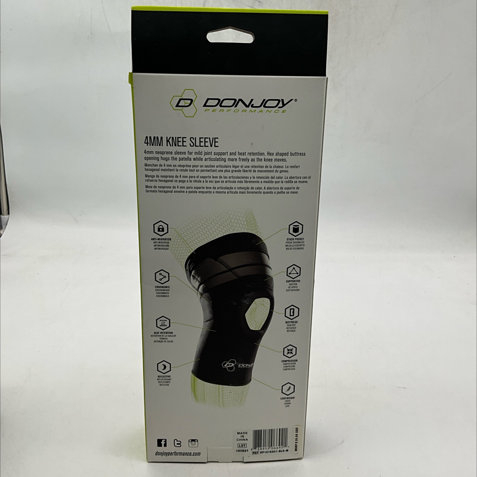 Donjoy 4MM Knee Sleeve Size M Fits Left &Right New