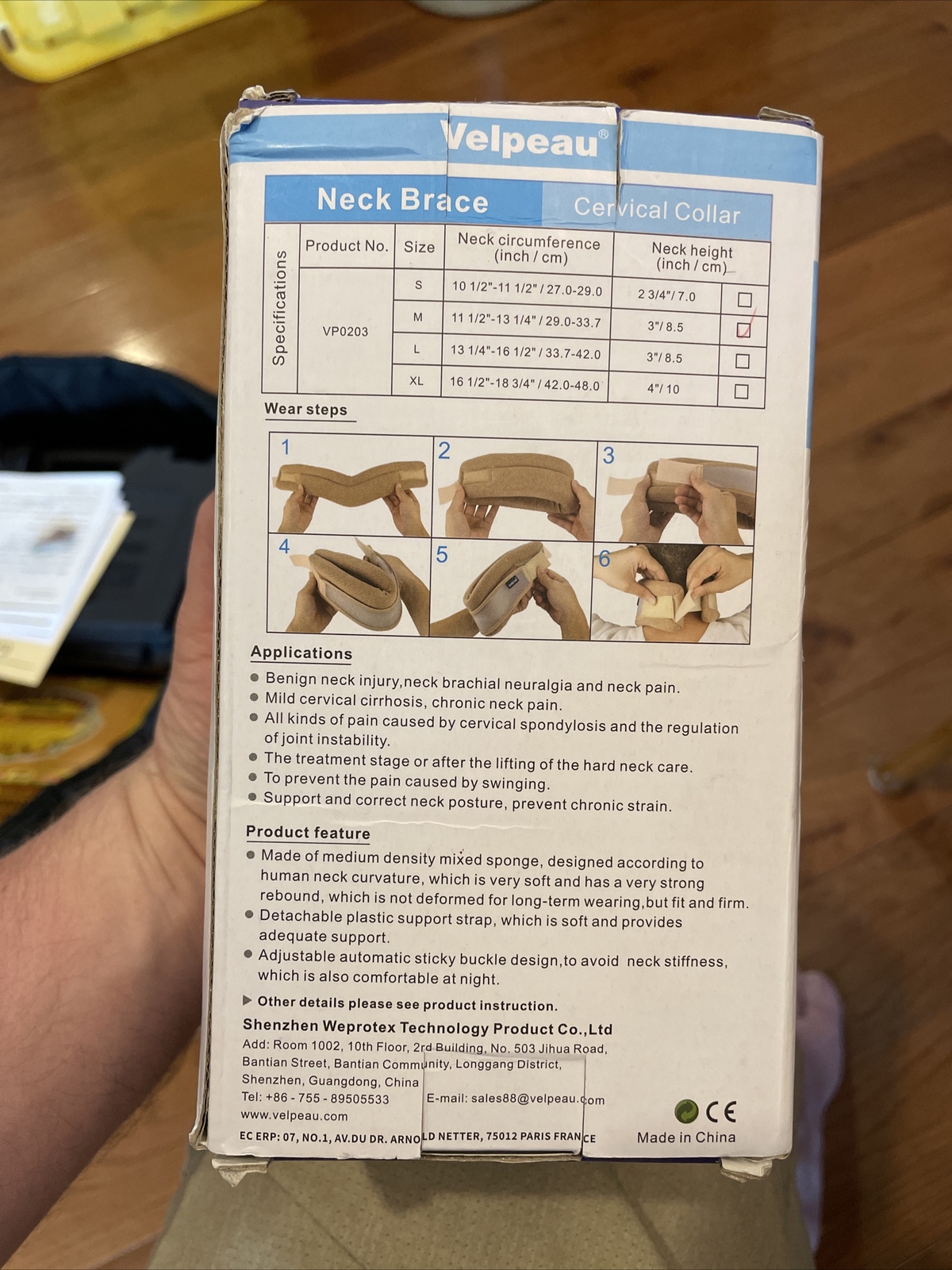 Velpeau Neck Brace VP0201 Comfort Version Medium Color Navy Blue