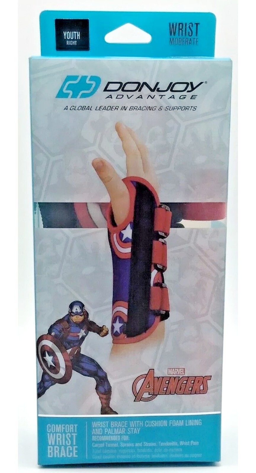 Donjoy Marvel AVENGERS Comfort Wrist Brace Moderate YOUTH RIGHT NEW SEALED