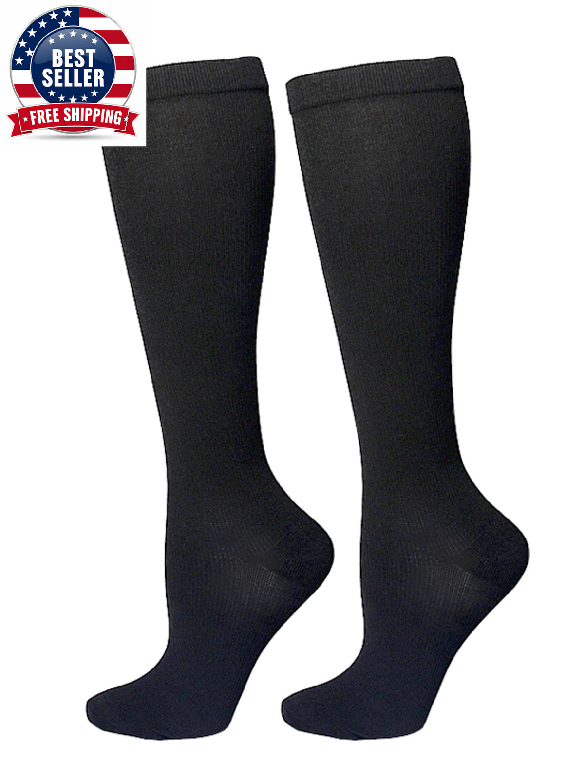 2Pairs Compression Socks Running Sports Socks Nursing 20-30Mmhg for Flight Trave