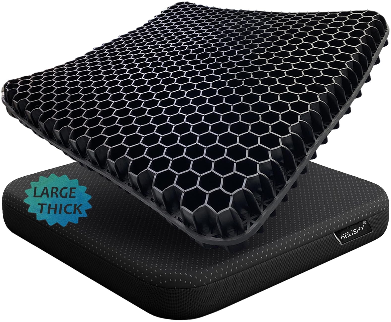 Helishy Gel Wheelchair Seat Cushion for Extra Large – 17x17x1.7inch, Black