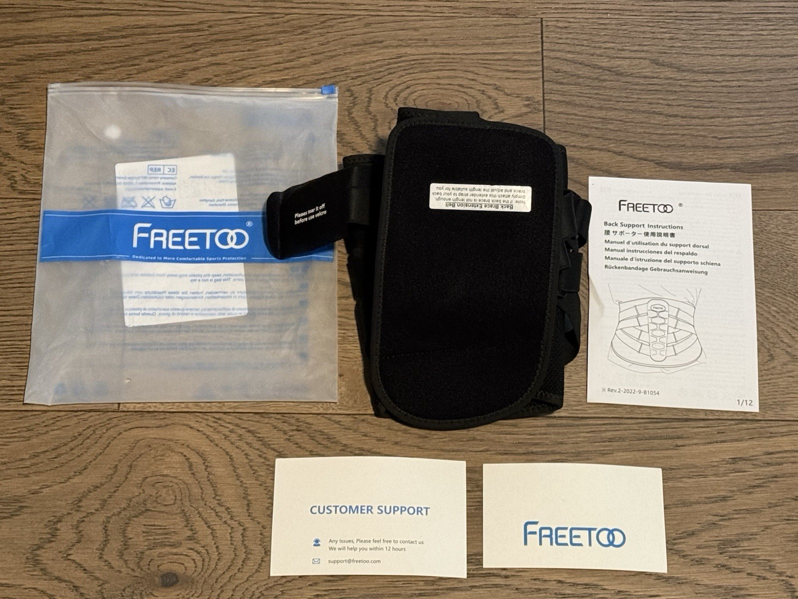 FREETOO Lumbo-Sacral Back Brace, Black Large