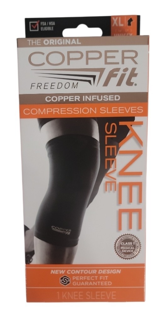 Copper Fit Freedom Copper Infused Knee Compression Stretch Sleeve 1-PACK: L-XL