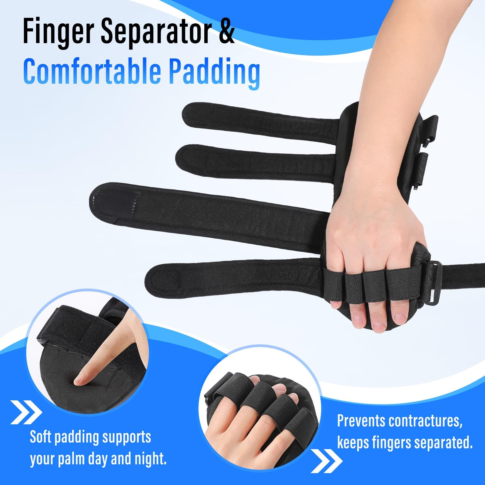 Resting Hand Splint with Finger Separators – Hand Brace for Finger Contractur…