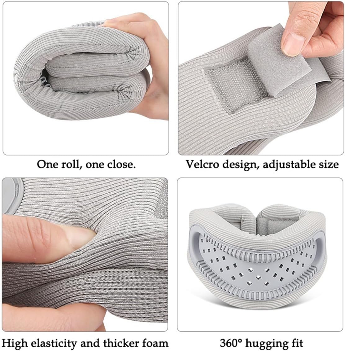 Neck Brace Cervical Collar Adjustable Neck Support Gray Memory Foam