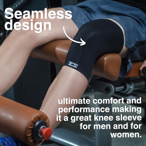 Compression Knee Sleeve – Knee Brace to Relieve Knee Medium Midnight Black