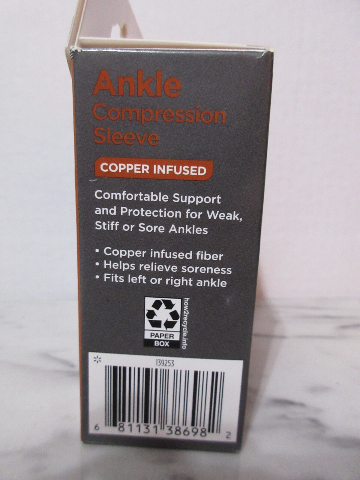 equate M/L Ankle Compression Sleeve Copper Infused Support Relieve Soreness
