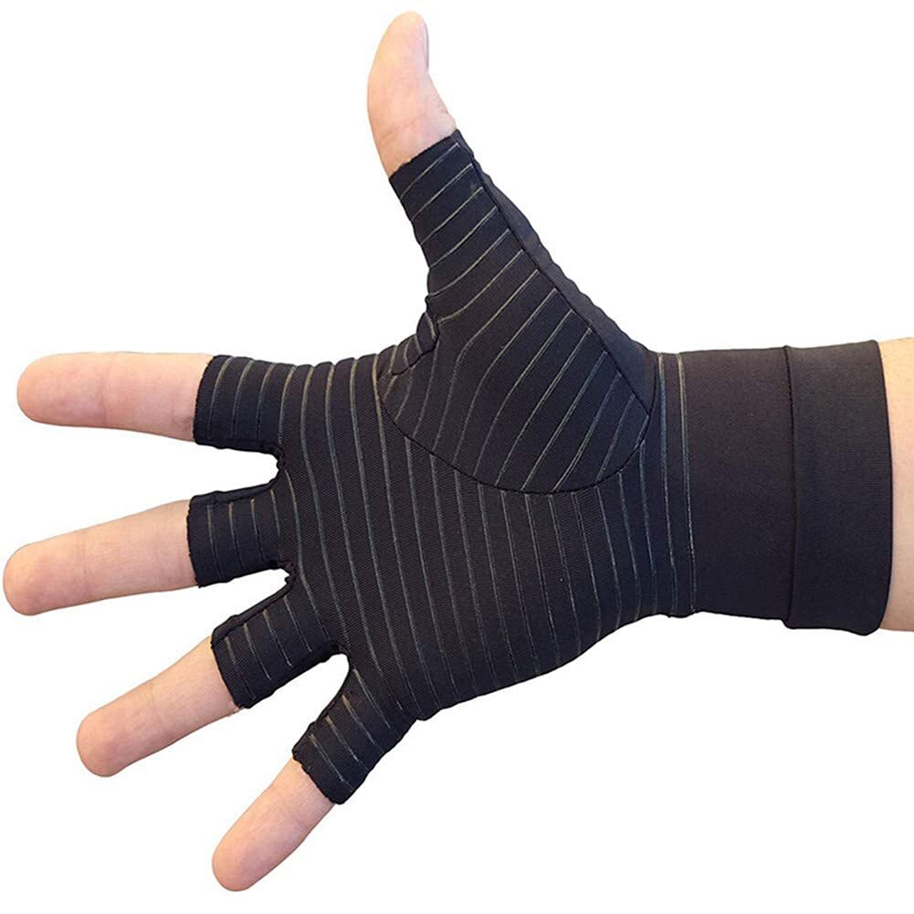 Copper Arthritis Compression Gloves Carpal Tunnel Fingerless Glove for Men Women