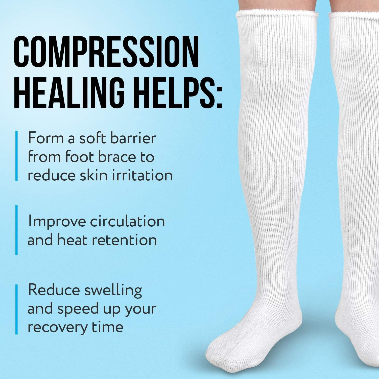 IMPRESA 3-Pack Compression Sock Liners Compatible with Aircast Walker Boots