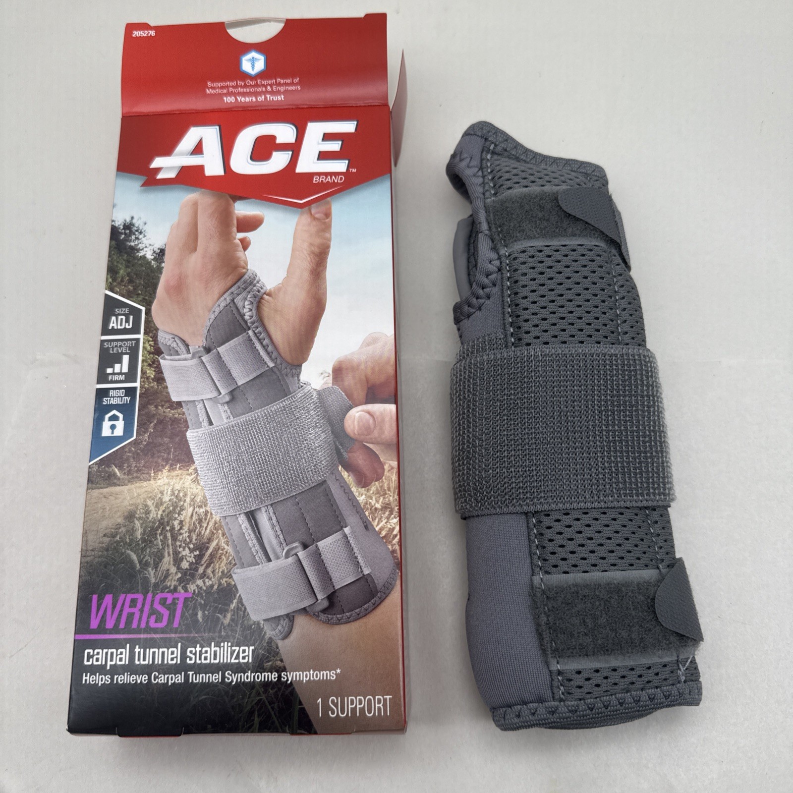 ACE Carpal Tunnel Wrist Stabilizer, Left Wrist, Firm Stability, All Day Wear New