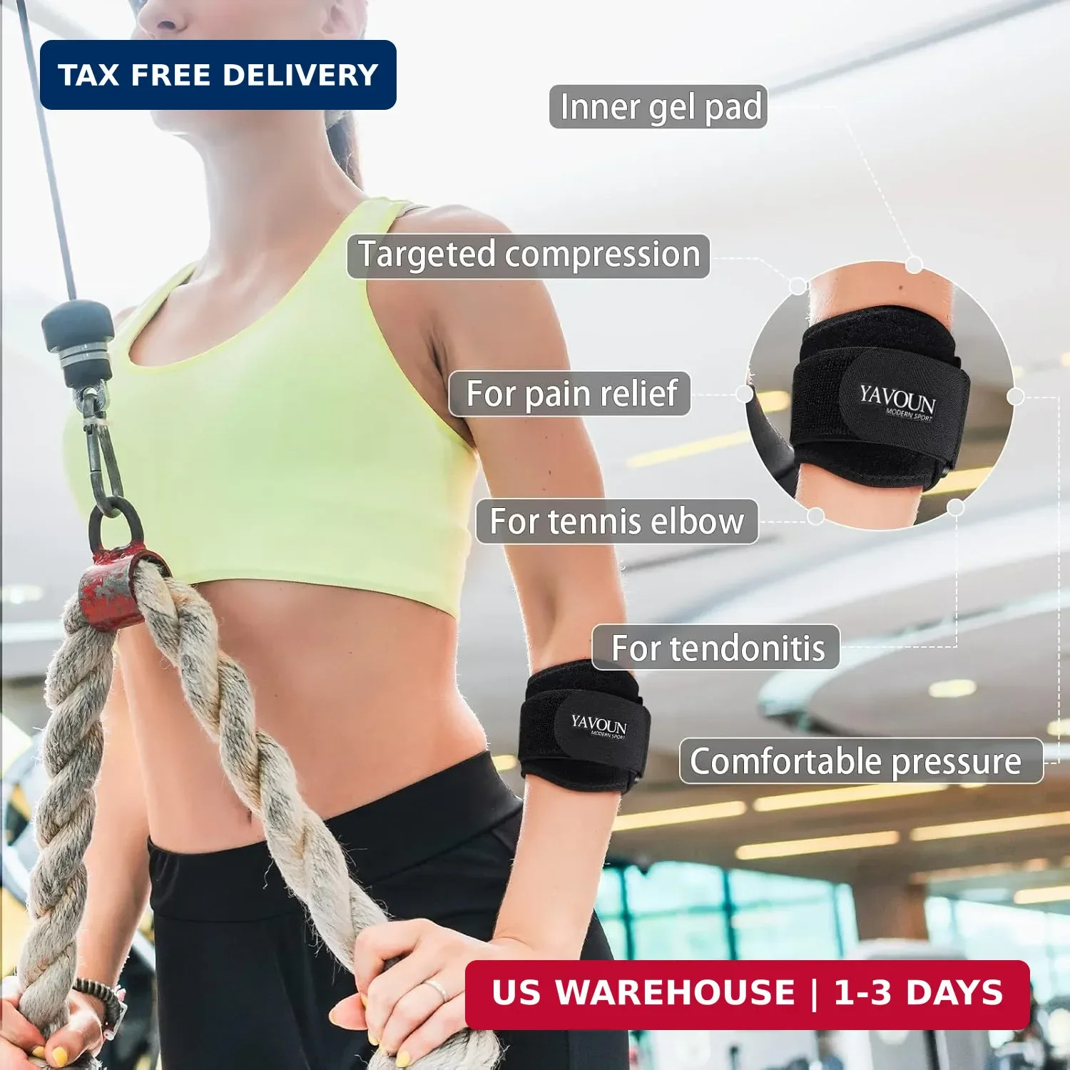Forearm Wraps for Pain, Tennis Elbow Brace Tendonitis Treatment, Adjustable Elbo
