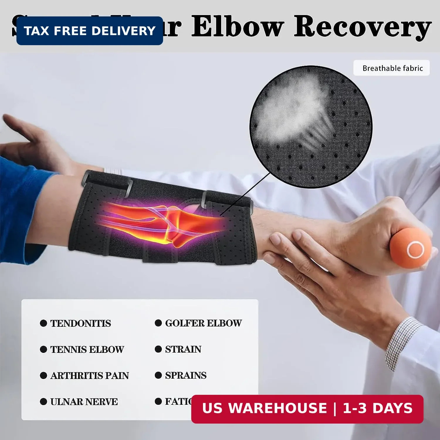 Cubital Tunnel Elbow Brace,Ulnar Nerve Entrapment Brace,Elbow Splint | Comfortab