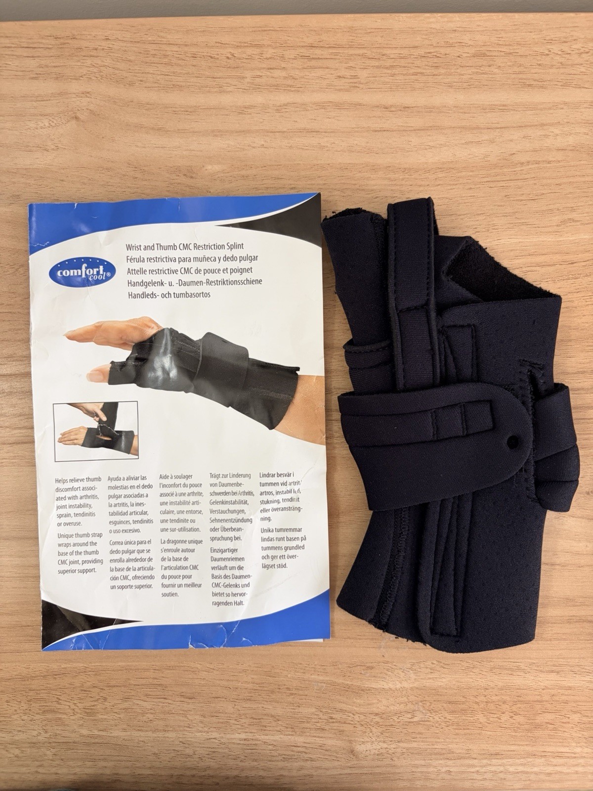 Comfort Cool Left Hand Size Medium+ Black Thumb CMC Restriction Splint New
