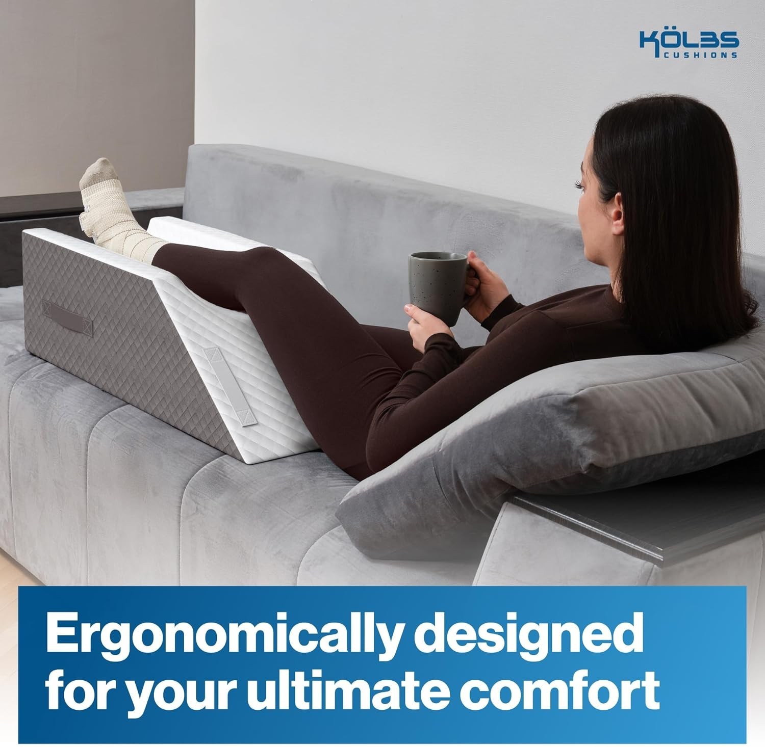 Single Leg Elevation Pillow Post Surgery Knee Ankle Support Jacquard