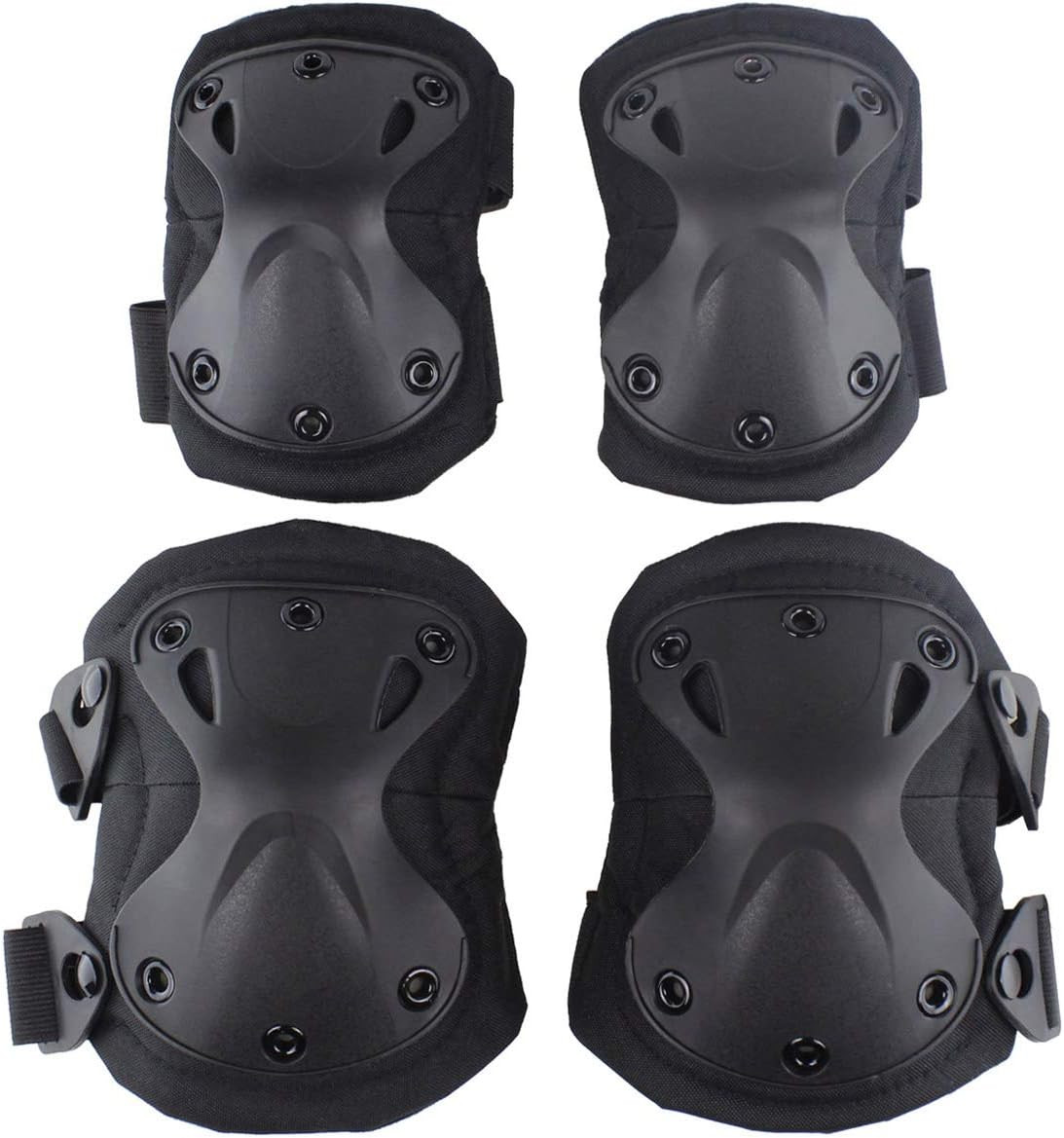 Combat Knee & Elbow Protective Pads Set for Outdoor CS Paintball Game Cycling Sa