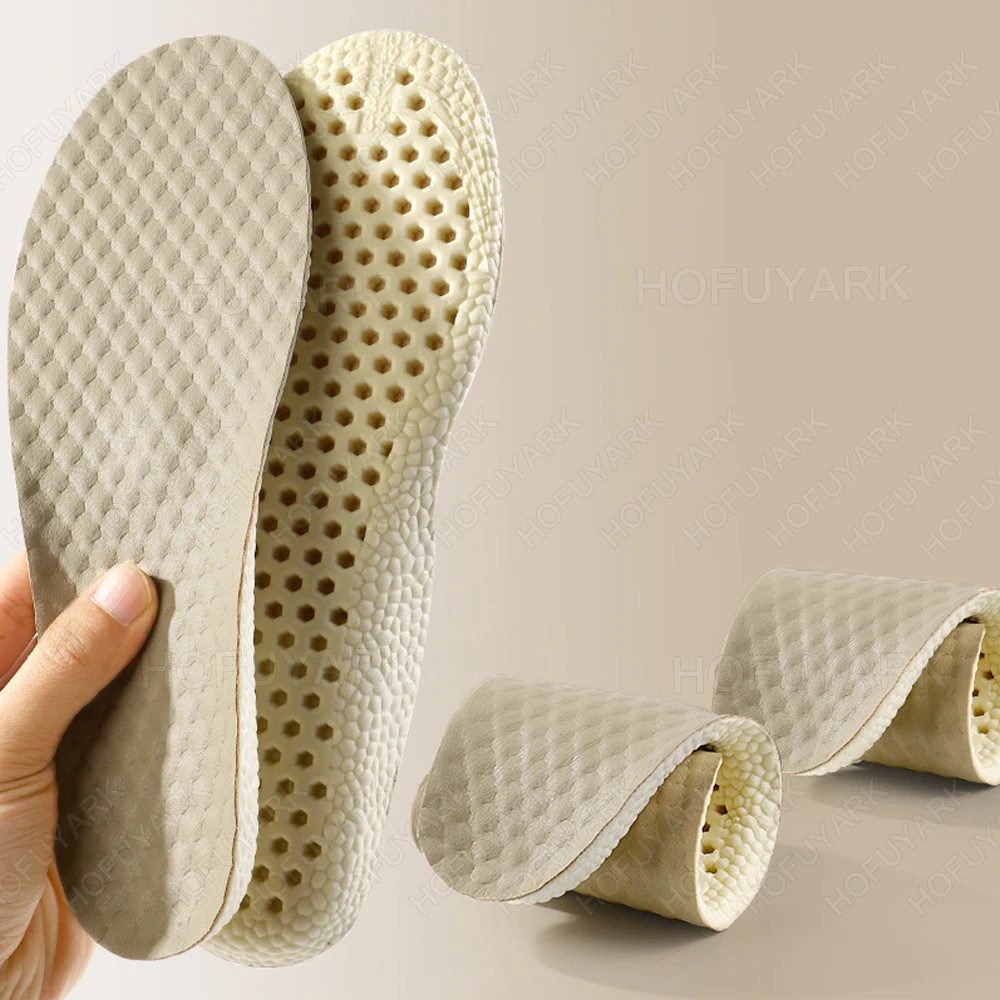 PU Sports Insoles for Sneakers Soft Leather Inner Soles Shock Absorption Breatha