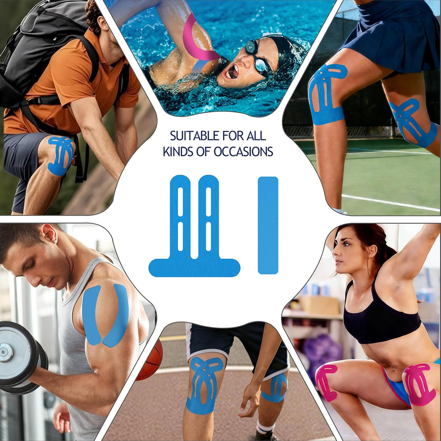 20 PCS Waterproof Kinesiology Tape, Precut Strips Knee Pain Relief Support | Lat
