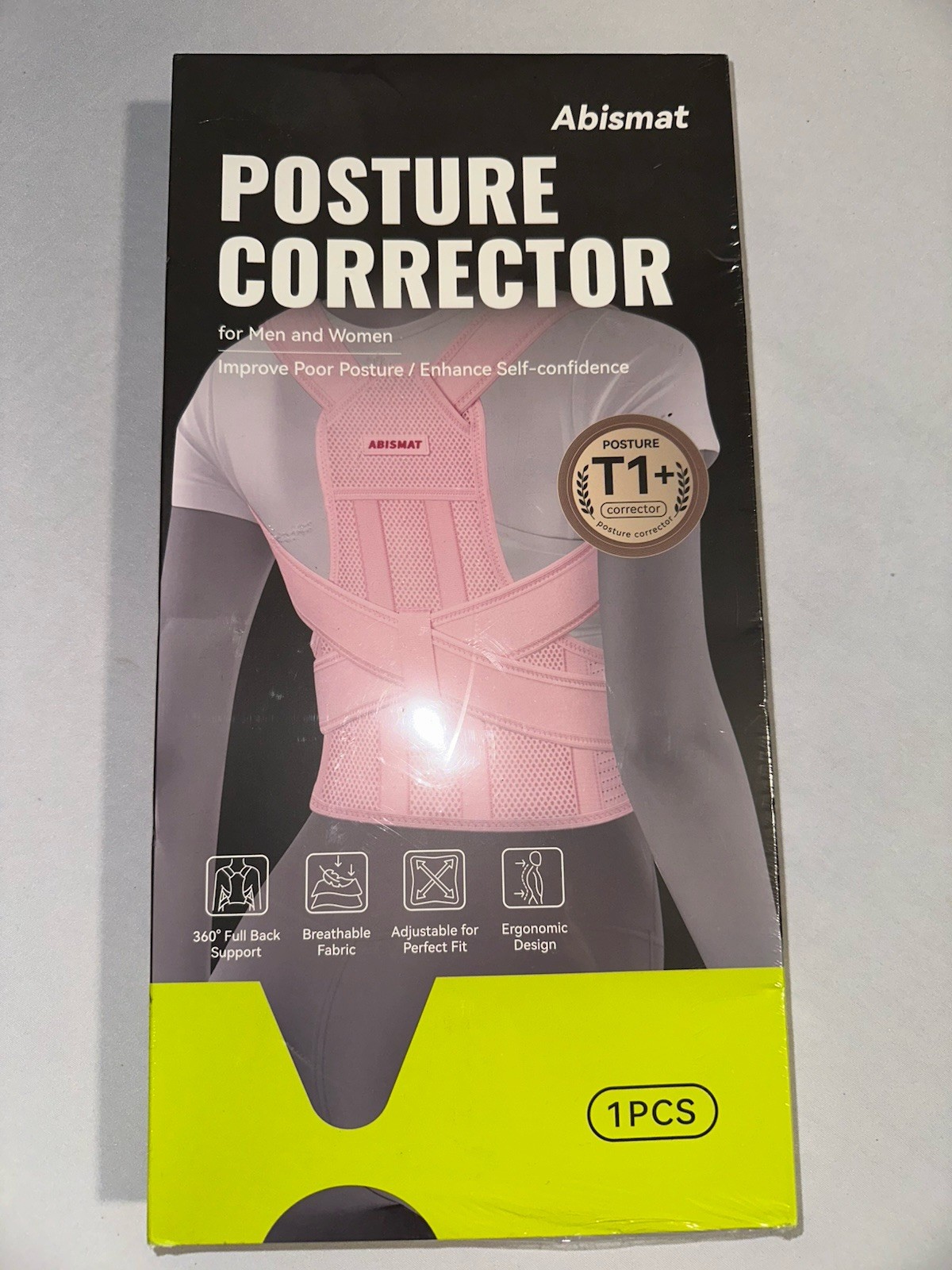 Abismat Back Brace Posture Corrector Ladies Large Pink