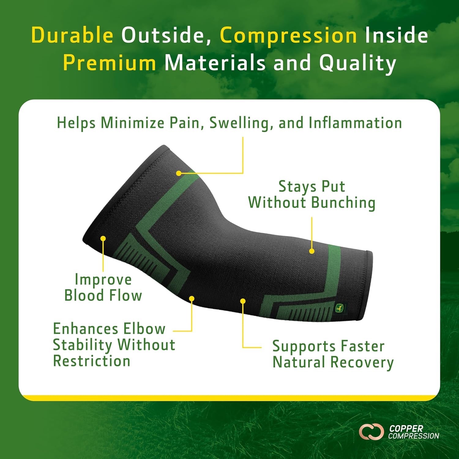 NEW – John Deere Compression Elbow Sleeve Adult Fits Left or Right – SIZE L/XL