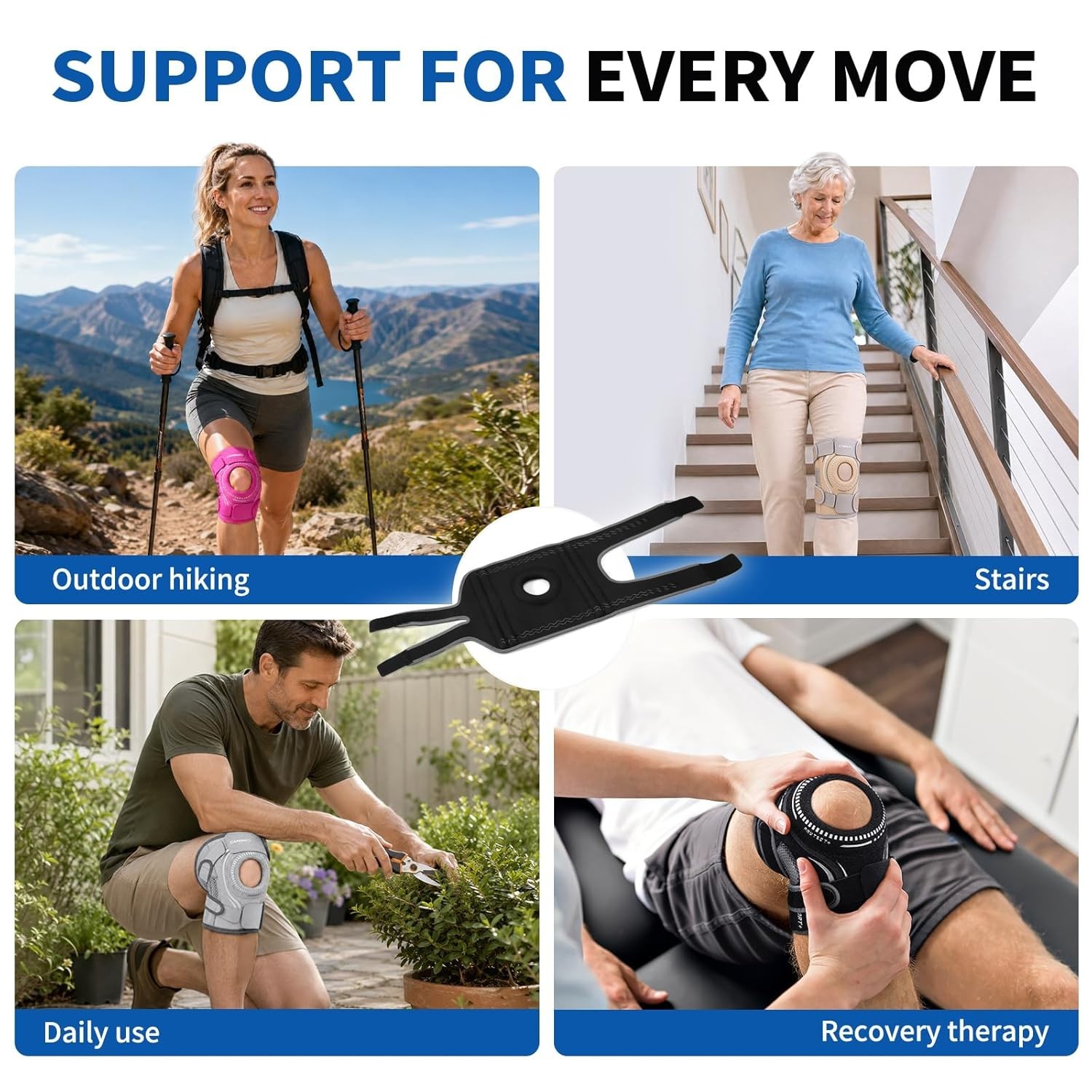 ELITE Adjustable Knee Brace with Gel Pad & Stabilizers for Pain Relief – Large