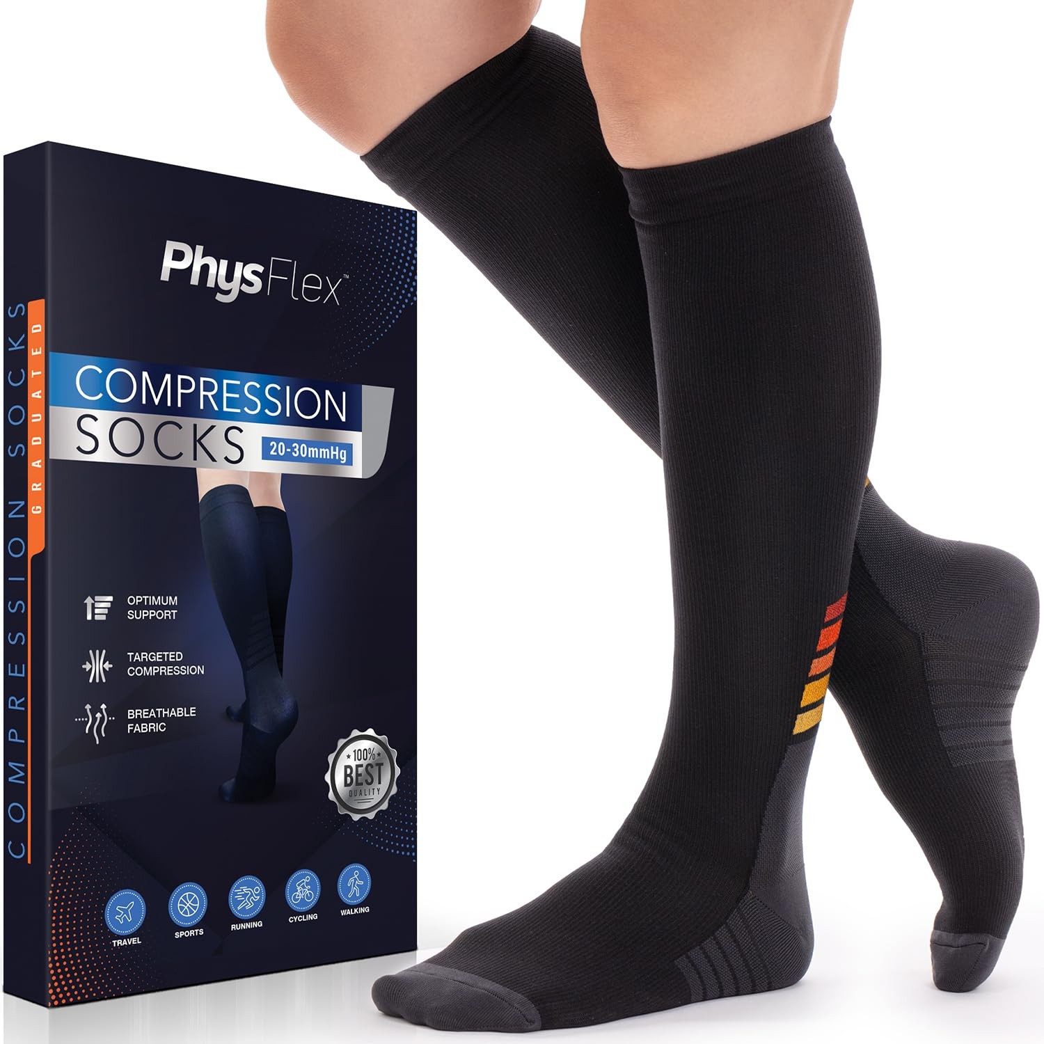 Compression Socks 20~30 mmHg for Women & Men, Travel, Nurses, Sports