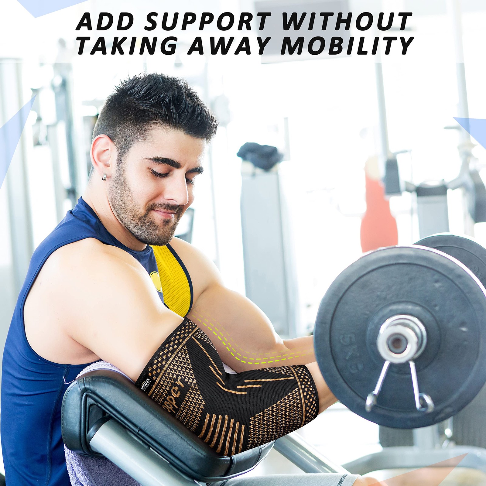 Copper Elbow Compression Sleeve Support Brace for Tendonitis Arthritis