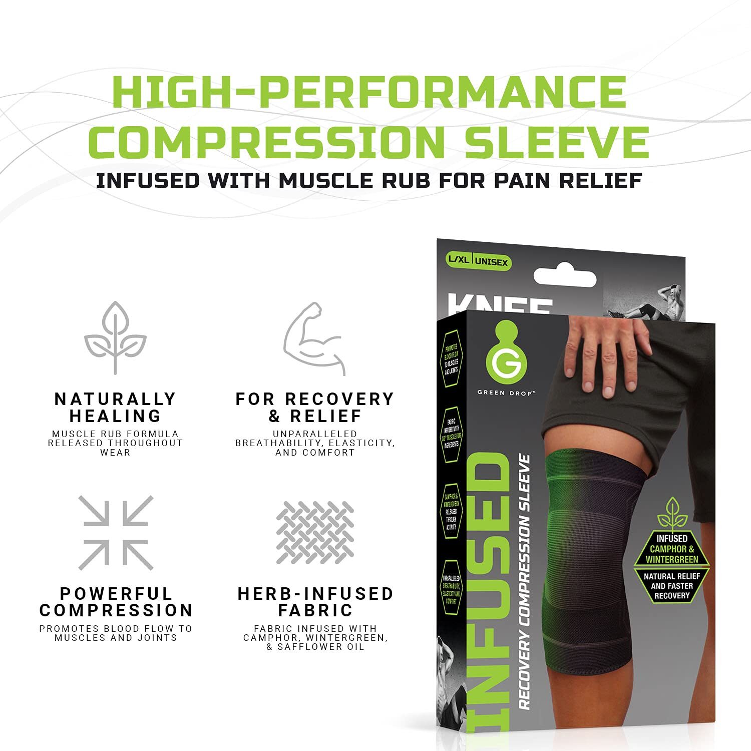 Green Drop Professional Knee Brace – Compression Sleeve Support for Men & Women