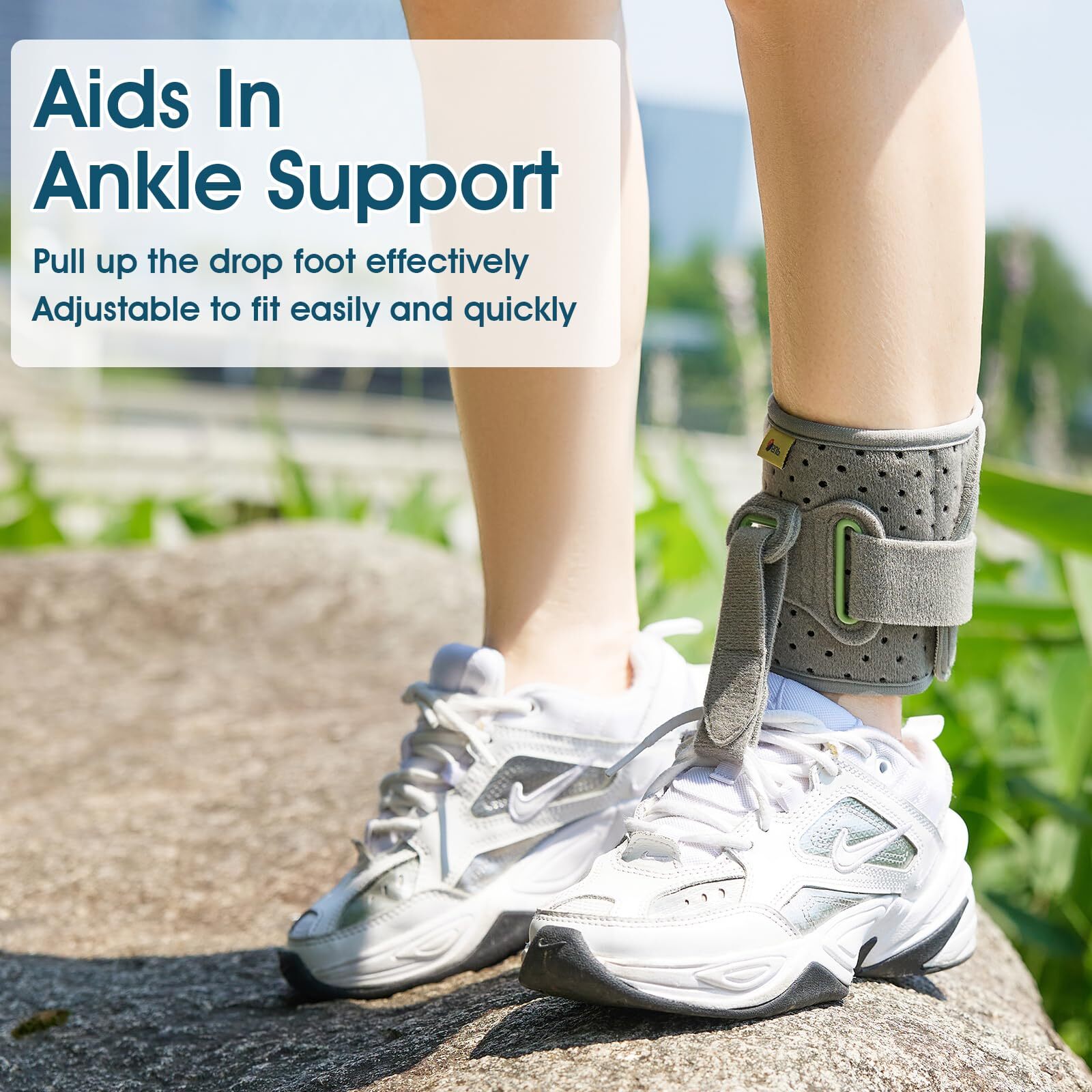 Ankle Support Drop Foot Brace Adjustable Wrap Compression for Walking Lifting