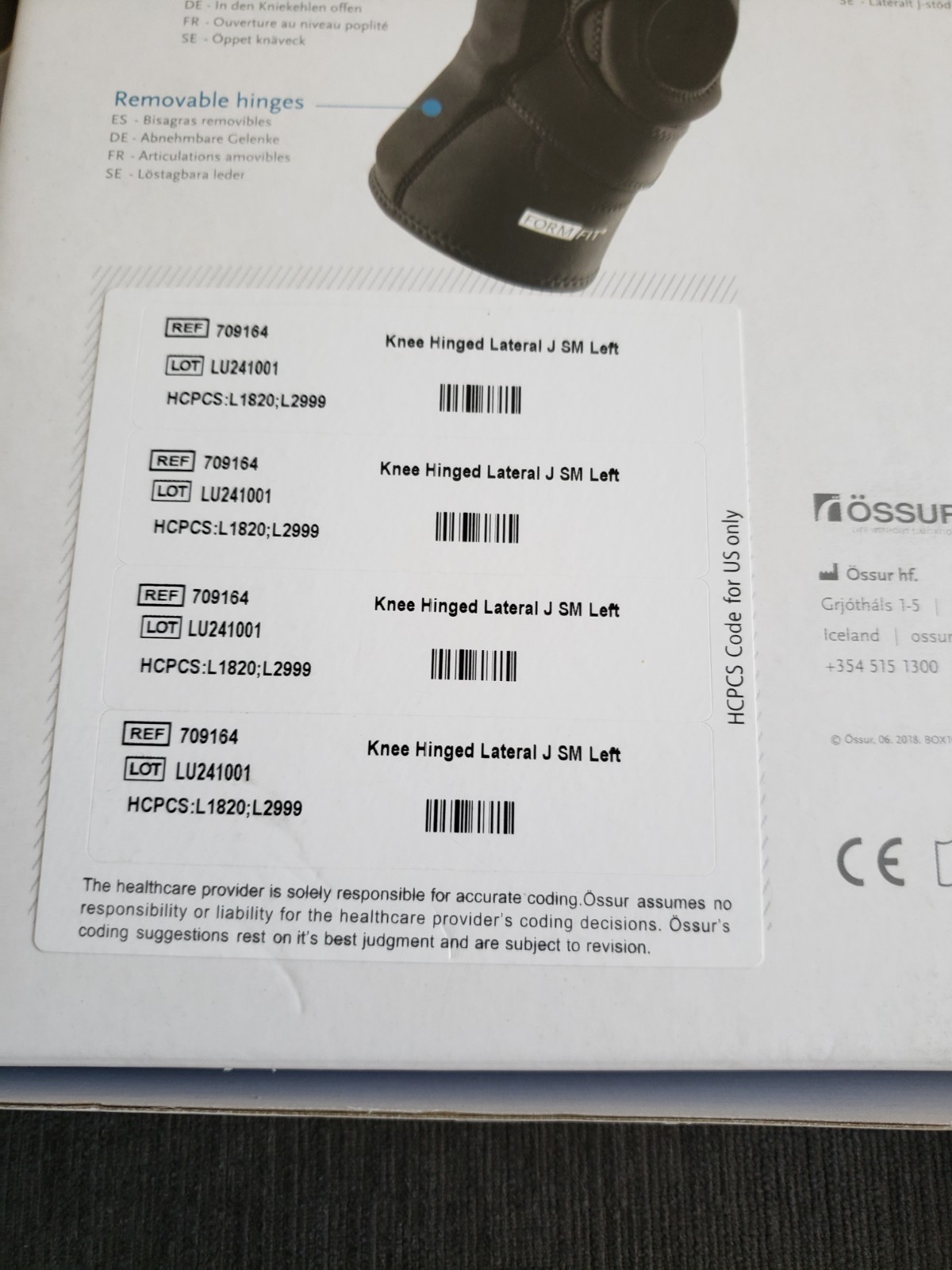 Ossur Form Fit Hinged Pull-On Lateral Left Knee J Brace Size Small – OPEN BOX