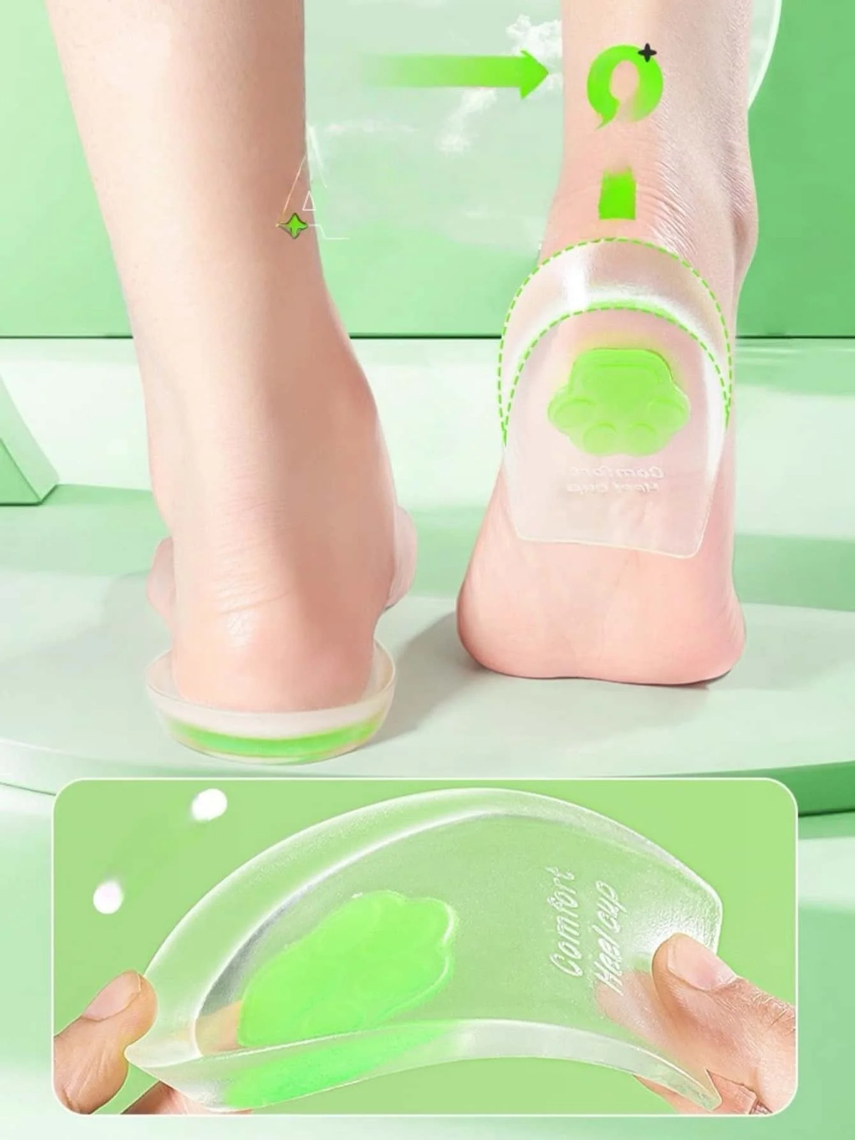 1 Pair of Silicone Heel Pads, Suitable for Men and Women with Bone Spurs, Protec