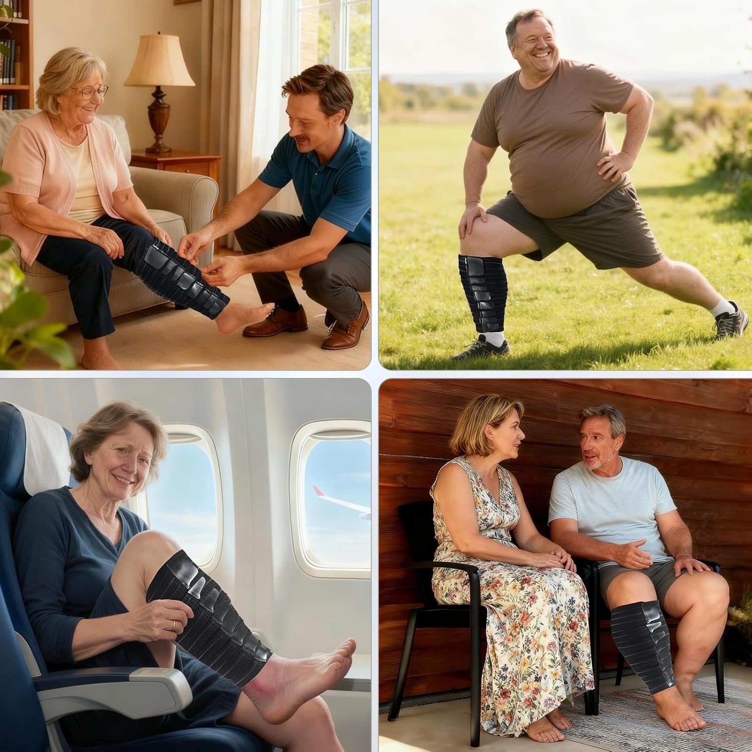 Femovaz Adjustable Calf Compression Wrap Lymphedema Edema Support Black Medium
