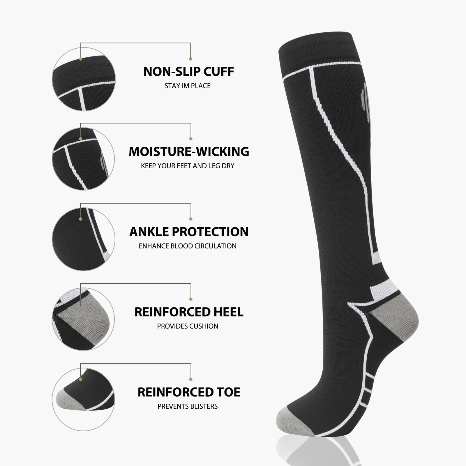 hello momoya Compression Socks for Women Men Circulation Knee High 8 Pairs fo…