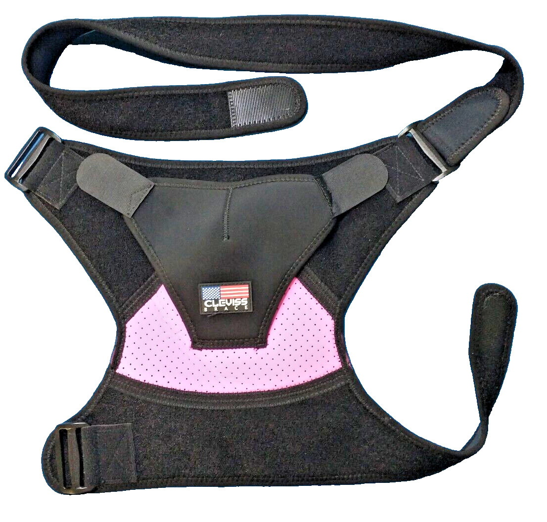 Cleviss Shoulder Brace Black and PInk Large/X-Large Arm: 10-17.5″ Chest: 40-50″