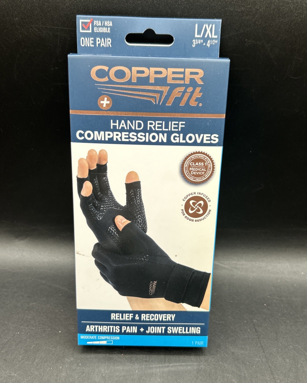 1 Pair COPPER Fit • HAND Relief • COMPRESSION GLOVES Arthritis Pain – LARGE/ XL