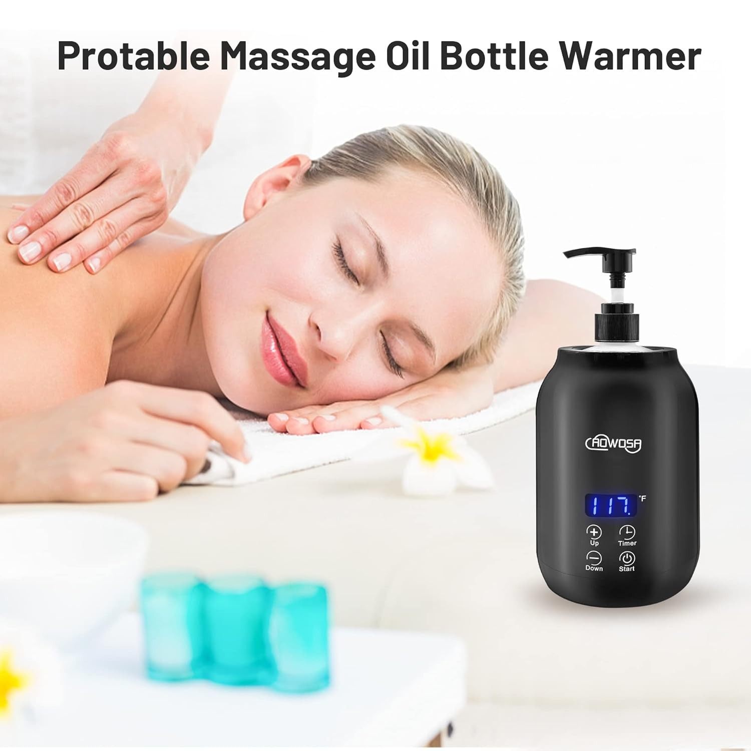 Massage Oil Warmer Bottle Professional Electric Lotion Digital Heater Black