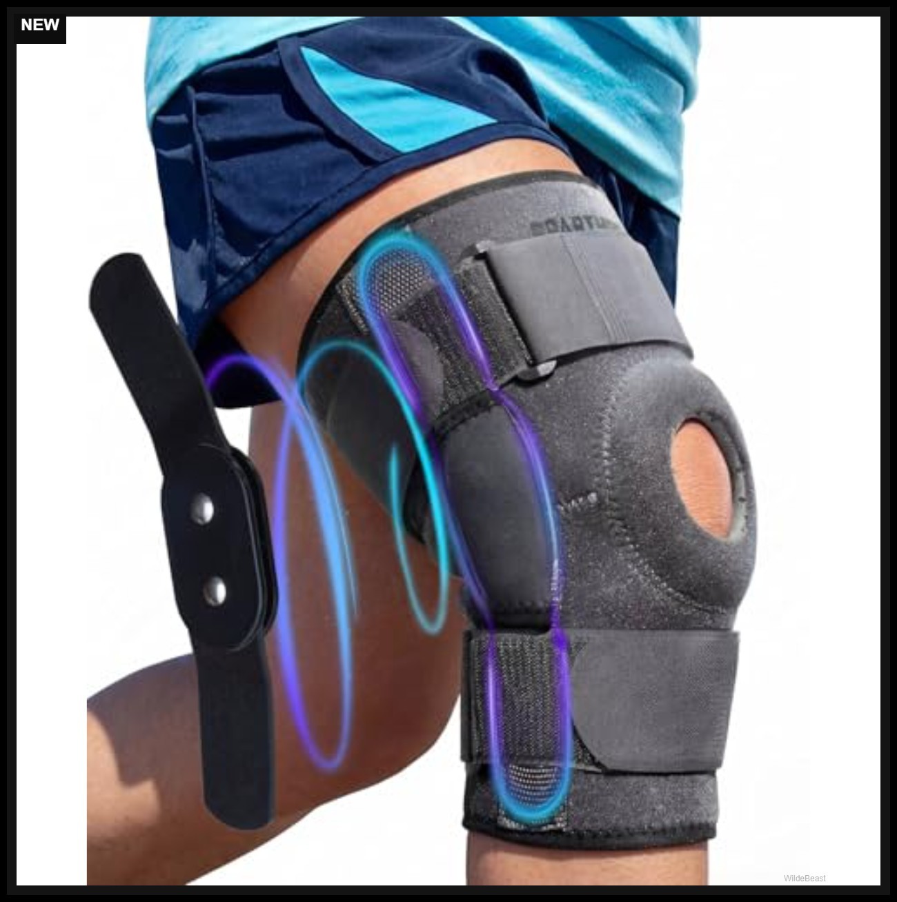 Knee Brace for Meniscus Tear Support Large Gray Black Adjustable Hinged Open