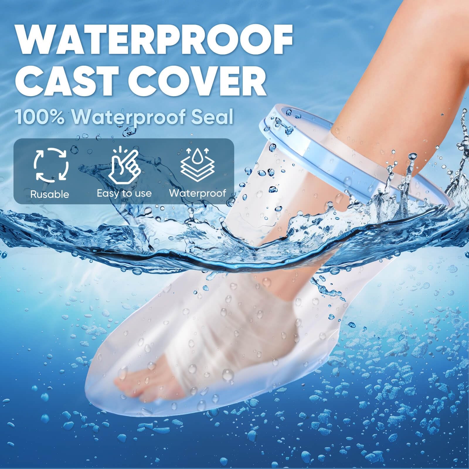 Fxdunjr Waterproof Foot Cast Cover for Shower Adult New-Foot & Ankle