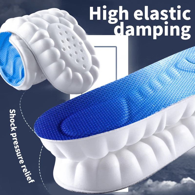 4D Cloud Technology Sports Insoles for Shoes PU Sole Soft Breathable Shock Absor
