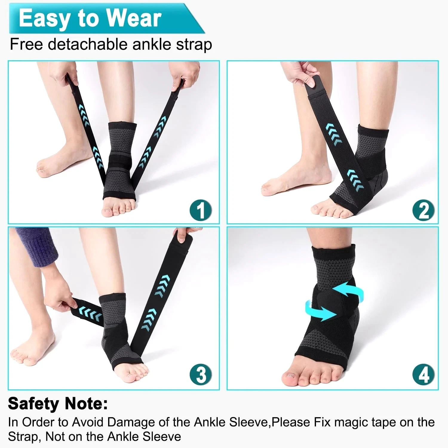 Ankle Brace Compression Sleeve Support Plantar Fasciitis Pain Relief Foot Wrap
