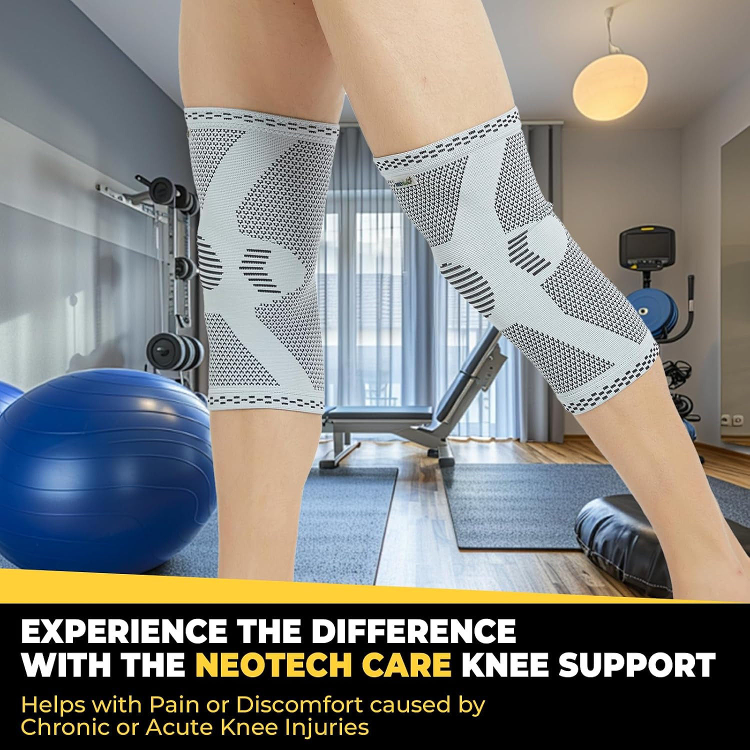 Neotech Care Knee Support Brace – Breathable – Men, Women, Right or Left (Gray,