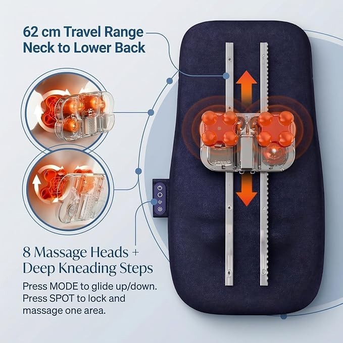 Athloot Back & Neck Massager with Heat for Pain Relief, FSA Full-Length Rolling
