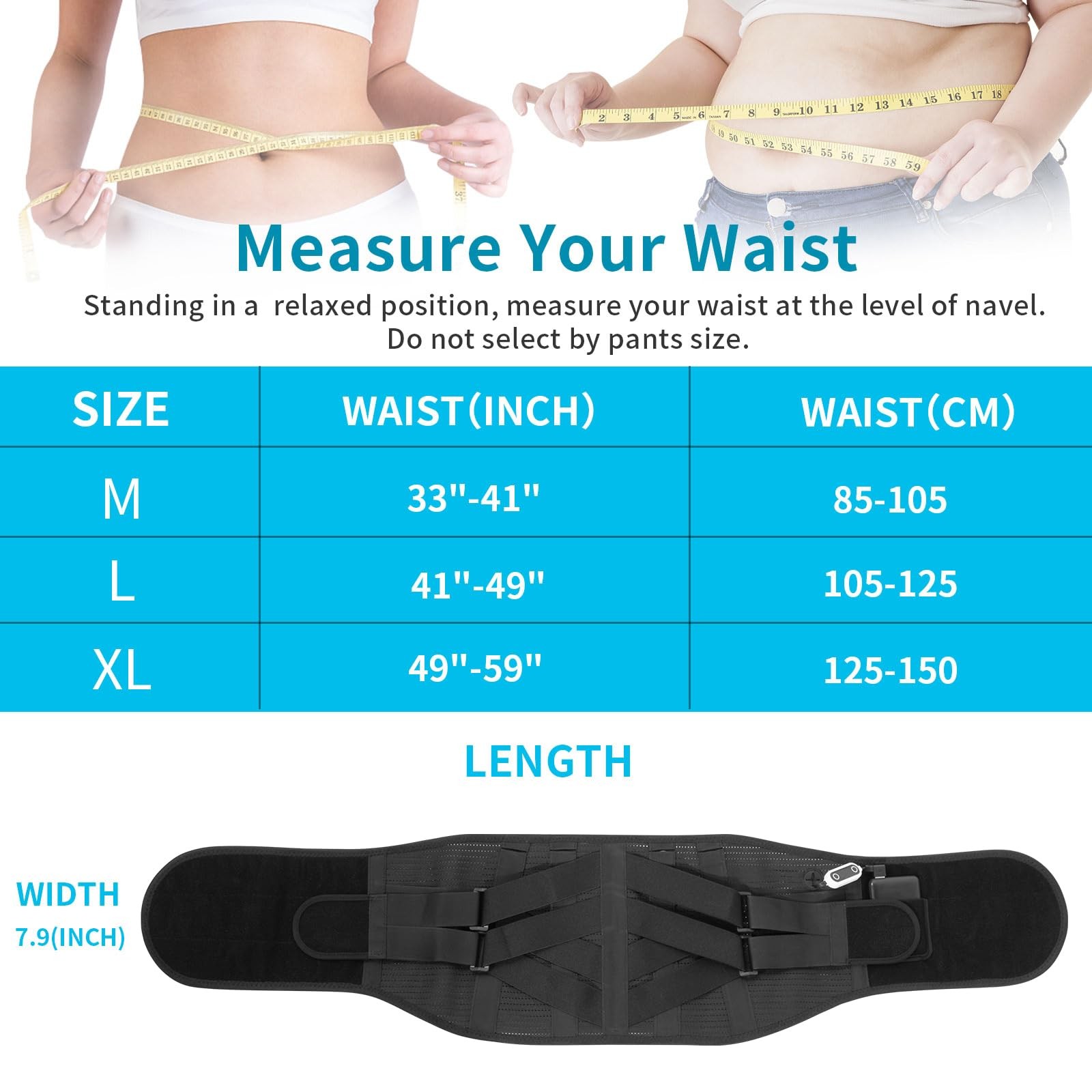 Heated Back Support Belt – Breathable Belt with Heating Pad for Lower Back Pa…