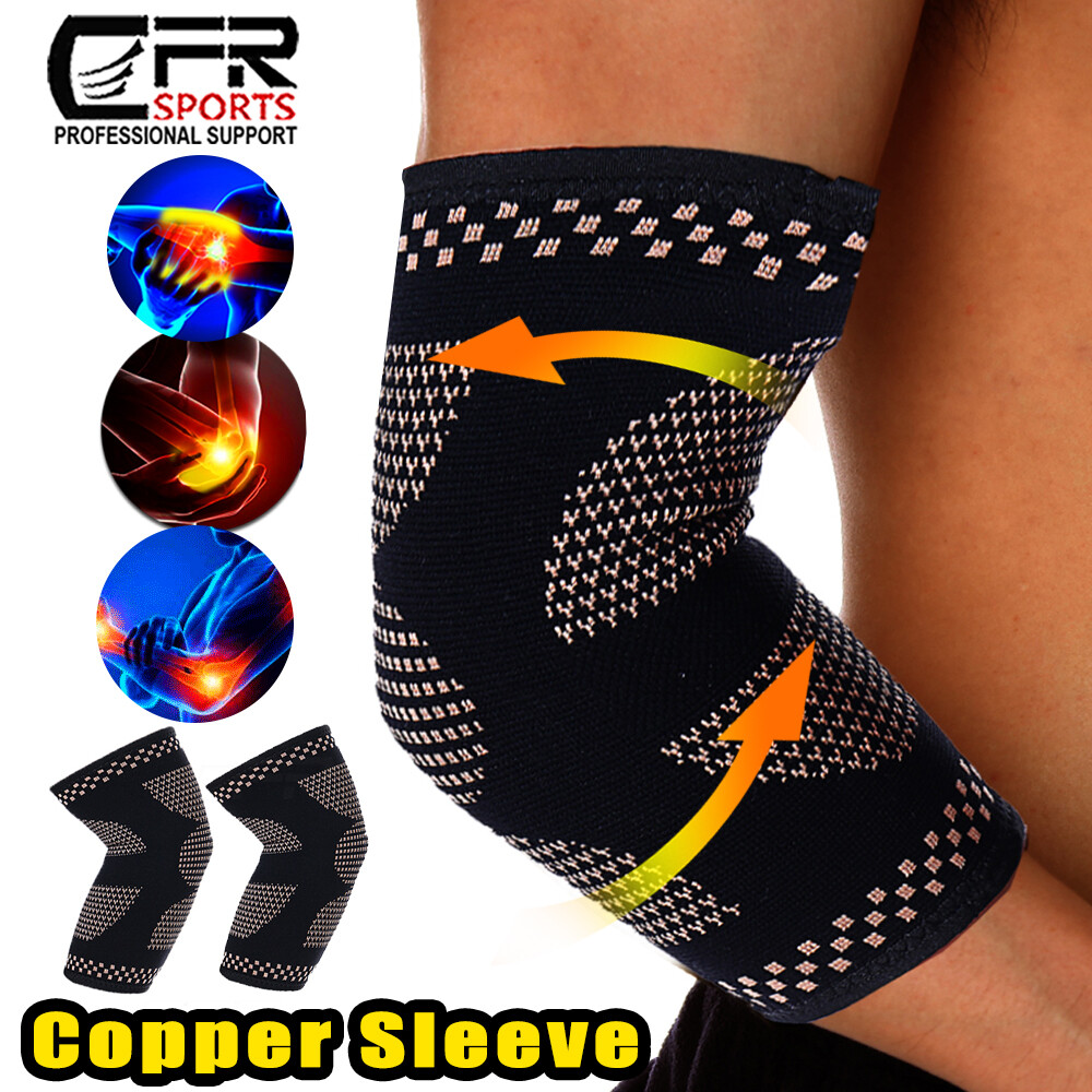 Elbow Support Brace Compression Arm Sleeves Copper Arthritis Joint Pain Relief @